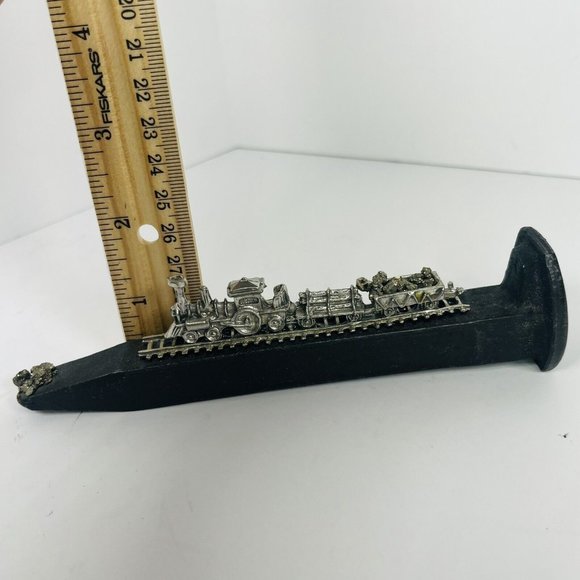 Mini Locomotive Engine Coal Train Track Iron Spike Paperweight Log Railroad Deco - Picture 10 of 10